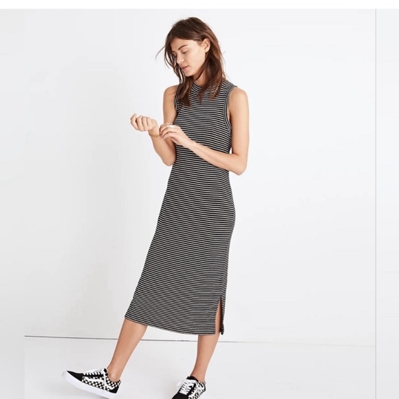 Madewell Dresses & Skirts - Madewell Ribbed Mockneck Midi Dress in Stripe